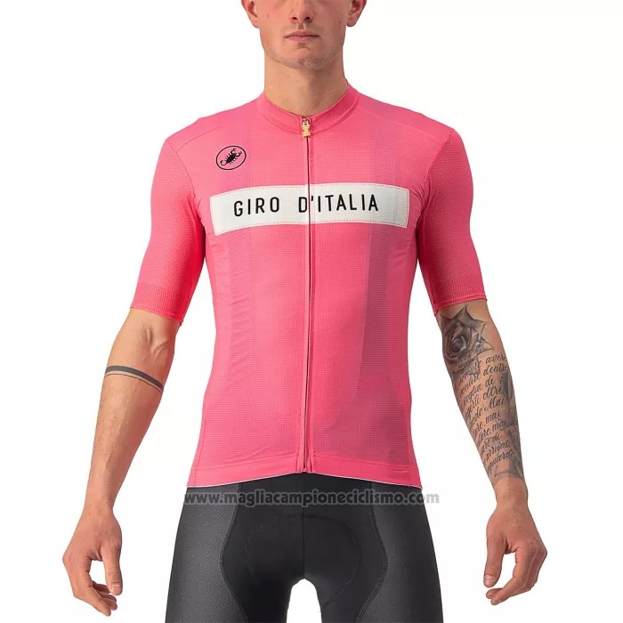 2022 Abbigliamento Ciclismo Giro d'Italia Chiaro Rosa Manica Corta e Salopette